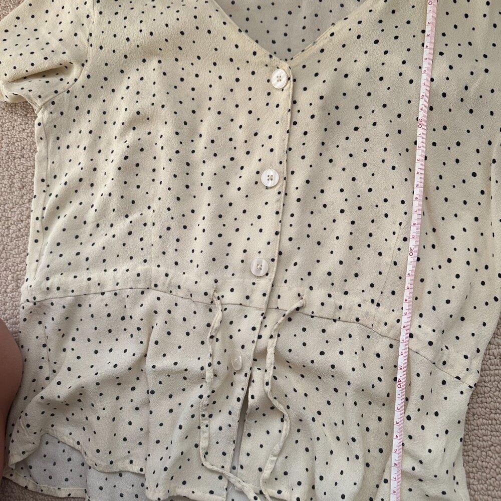 Frank & Oak Yellow Polka Dot Peplum Top - Picture 6 of 6